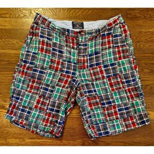 Ralph Lauren American Living Shorts Mens‎ 40 Madras Patchwork Bermuda Red Green